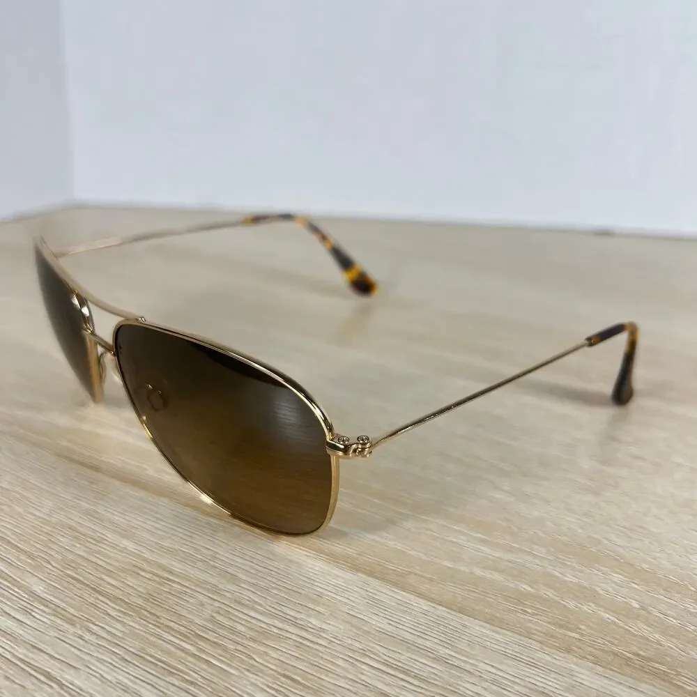 Maui Jim Cliff House MJ-247-16 Titanium Silver Sunglasses 59-15-120 Gold Aviator